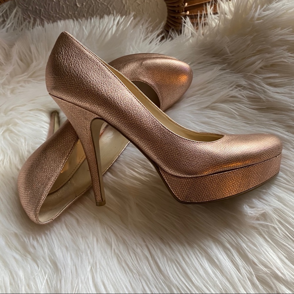 Enzo Angiolini rose gold platform heels